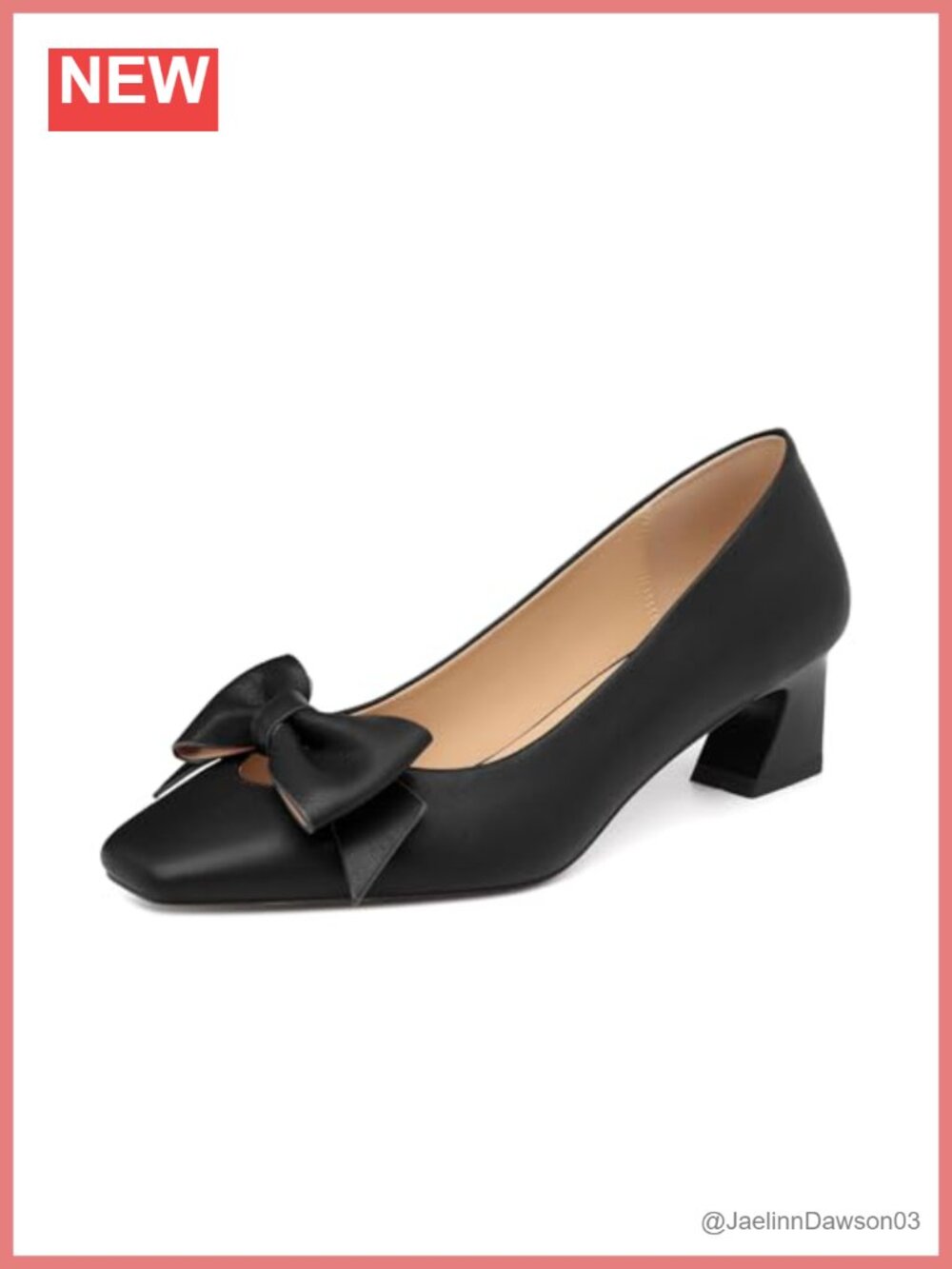 Chunky Heels for Women Low Heel Dress Pumps with Bow Faux Leather Slip-On Block